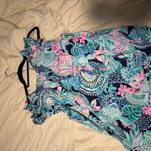 Colorful Sleeveless Dress with Tropical Print